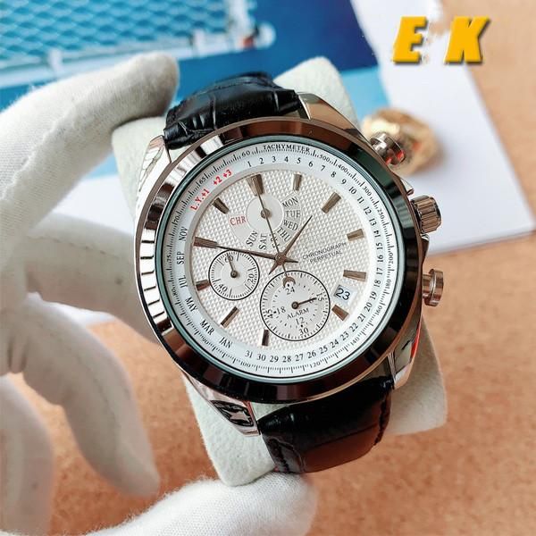 

wristwatches 2022 fashion business multifunctional six needle leisure timing quartz sports watch with calendar, Slivery;brown
