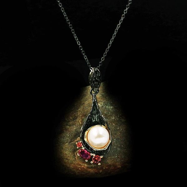 

original vintage pearl choker 925 sterling silver ruby sweater short chain necklace for women african accessories chains