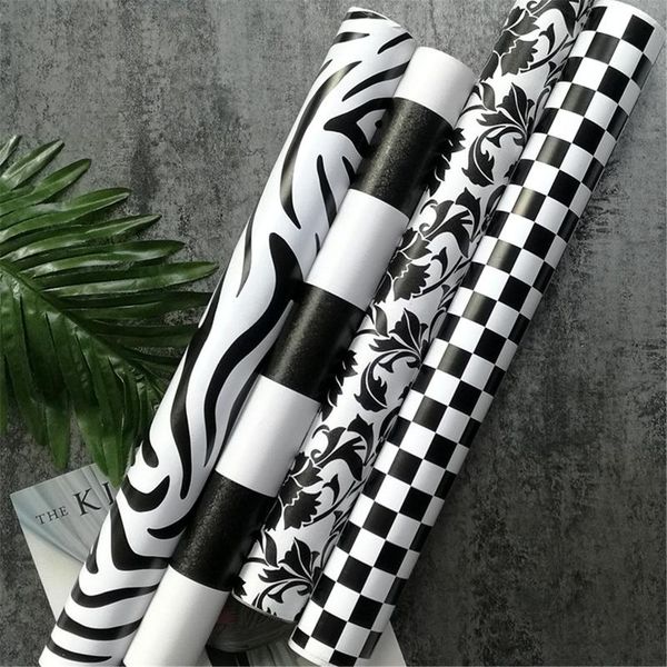 

modern 45cmx10m pvc black white striped self-adhesive wallpaper contract wall wallpapers