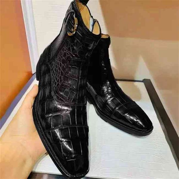 

dress shoes men's fashions leather or business buckle vintage formal chelsea zapatos boots of hombre hc098 bsmz, Black