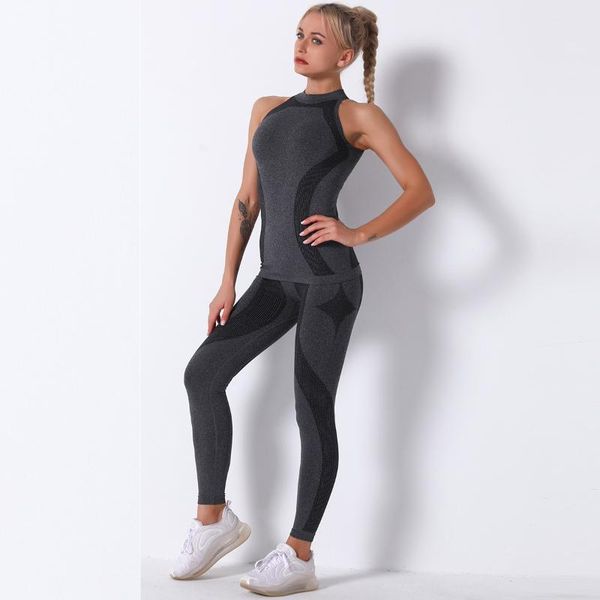 

yoga outfit set sports vest and leggings women gym clothes seamless workout fitness sportswear suit sport