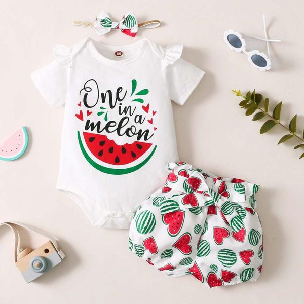 

clothing sets born baby clothes set toddler boys girls watermelon print shorts headwear suit 3pcs outfit girl, White