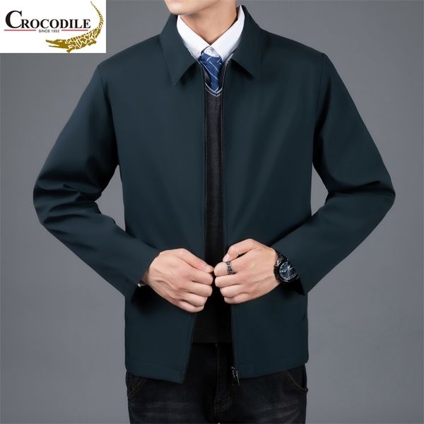 

brand men's simple solid color jacket spring coat middle aged and old casual lapel 211217, Black;brown