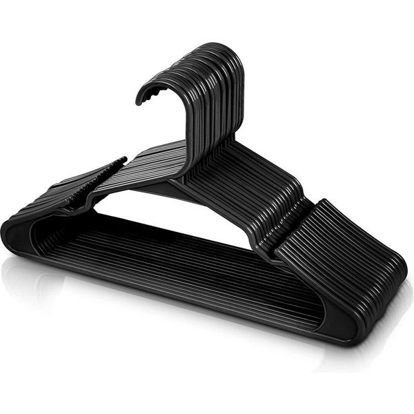 

hangers & racks mlgb 50 pack black plastic for clothes space saving notched durable and slim shoulder grooves