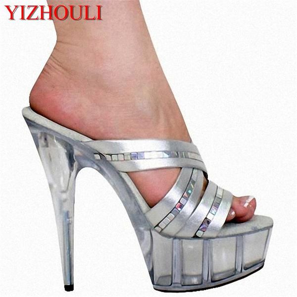 

slippers silver 15 cm women dance shoes are 6 inches high heels platform, Black