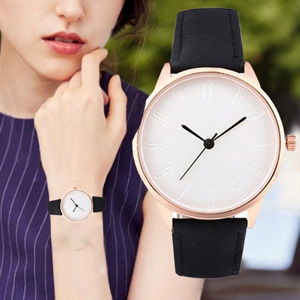 

wristwatches leather smiple minimalist dial analog quartz wrist watch female clock laides luxury saat fashion women watches, Slivery;brown