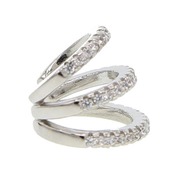 

clip-on & screw back fashion three cz circle clip earrings elegant cuff for woman party charm jewelry gift brincos dainty cute ear, Silver