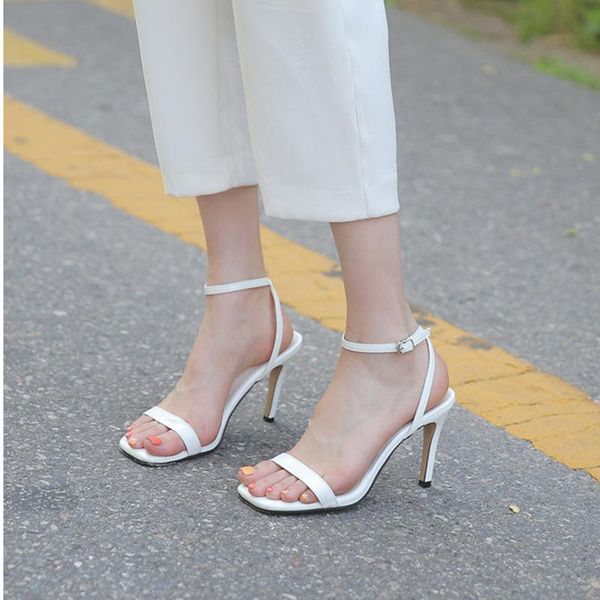 

dress shoes 2021 summer women's sandals high heel solid color patent leather thin with increase sandal concise woman, Black