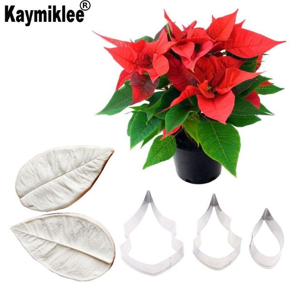 

cake tools poinsettia petal veiner &cutter silicone mold flower fondant gumpaste candy mould decorating ,sugarcraft cs265