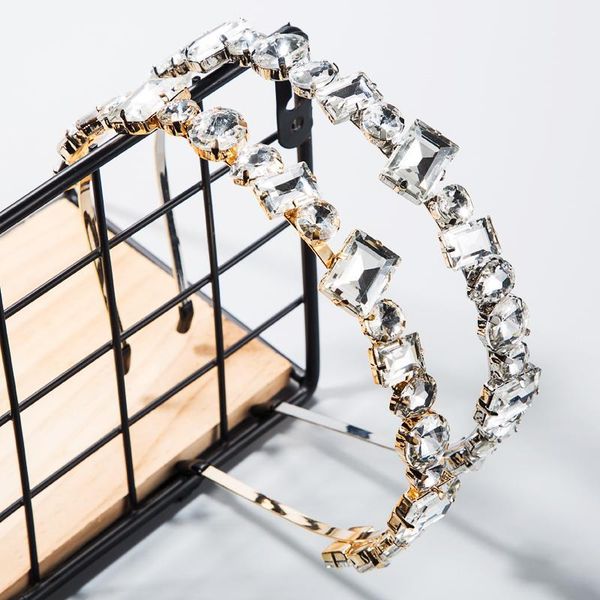 

high class metal hair band accessory supper shiny round square water drop shape crystal thin side accessory1