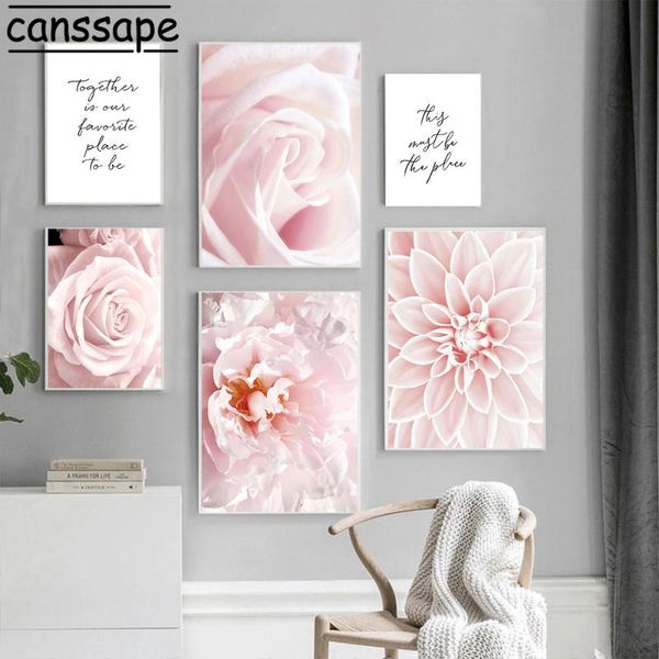 

paintings nordic posters pink flowers prints rose poster dahlia print peony wall modern fashion pictures living room decor