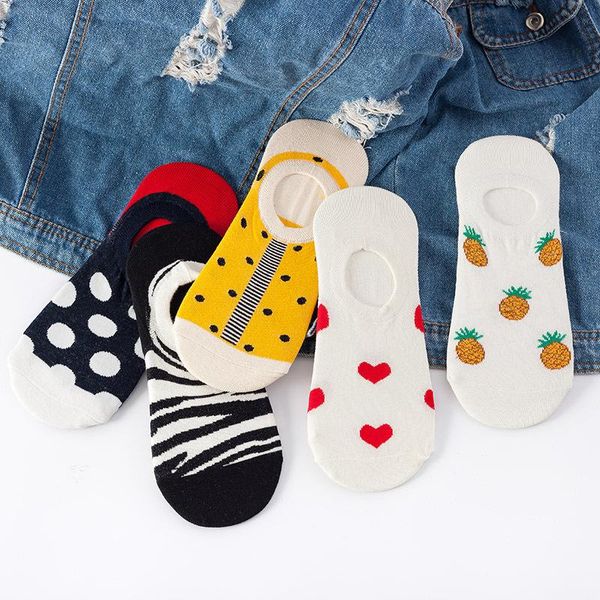 

men's socks lnvisible boat shallow mouth cotton summer thin silicone non-slip love japanese, Black