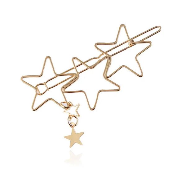 Accessoires de cheveux à la mode creux cinq points étoiles alliage épingle à cheveux pince à cheveux étoile pendentif pour les femmes-or rose