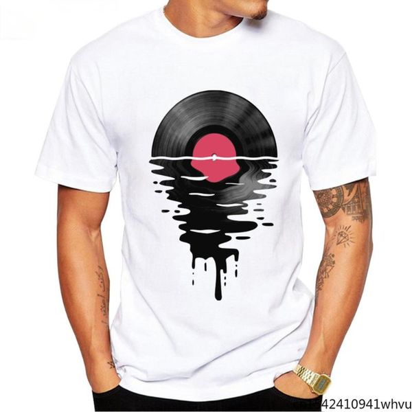 

men's t-shirts fashion creative sunset design t shirt vinyl music record hipster short sleeve round neck summer trend, White;black