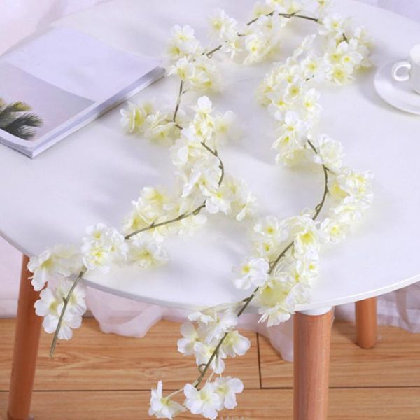 

decorative flowers & wreaths 2pcs garden garland floral gift diy wall hanging wedding silk flower home decor porch artificial cherry blossom