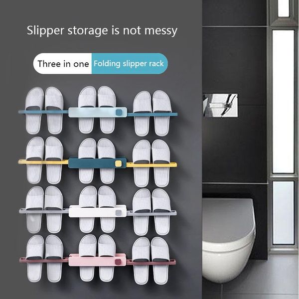 

three in one folding slipper rack, no hole, bathroom towel change shoe rack clothing & wardrobe storage