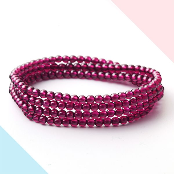 

3.5-4mm purple tooth black bracelet natural garnet bracelet gem bracelet