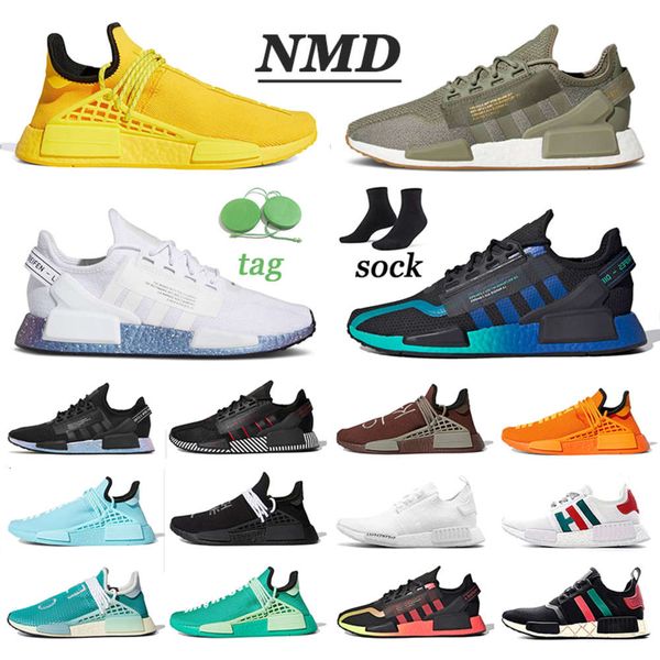 

pharrell williams x nmd human race r1 v2 running shoes legacy green sports sneakers aqua tones white black men women hu trail races mikee