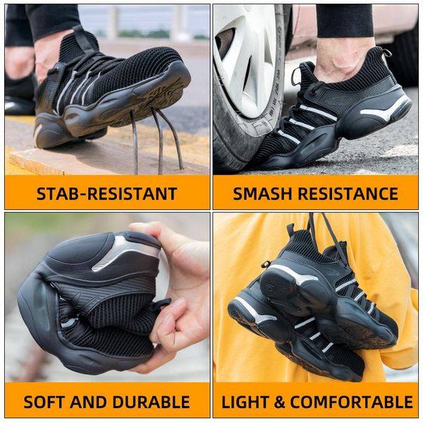 

boots 36-48 work shoes anti-smashing steel toe anti-slip wilderness survival men #810, Black