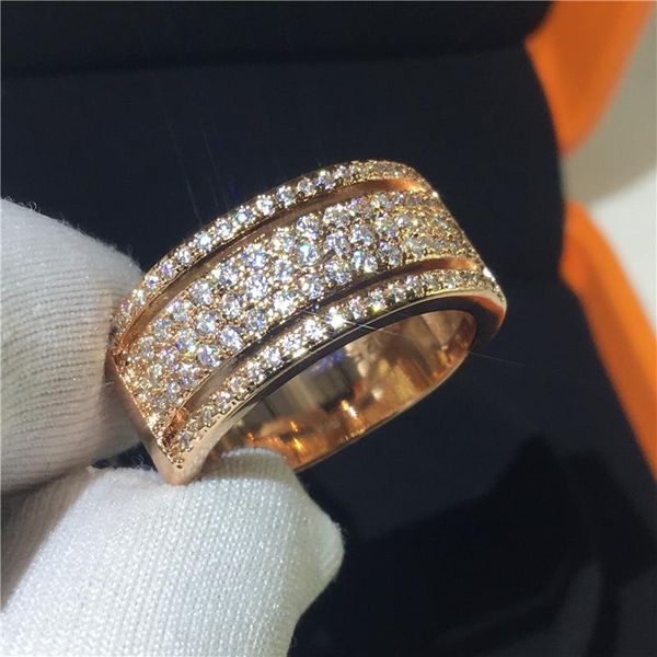 

wedding rings choucong luxury ring pave cz real 925 sterling silver engagement for women men vintage party jewelry gift, Slivery;golden