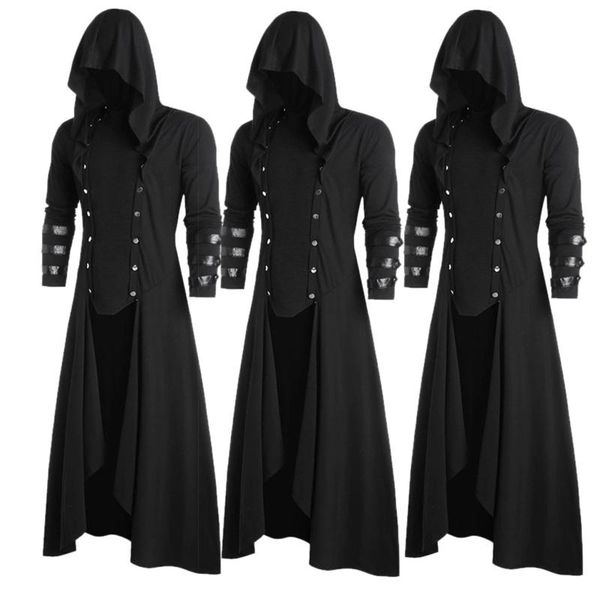 

men's jackets mens jacket hooded retro faux leather insert button up low gothic hoodie windbreaker party casual male coat outwear #40, Black;brown