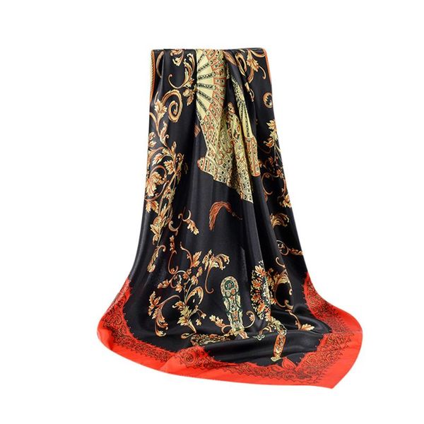 

scarves 2021 fashion 90x90cm women point printing scarf retro female multipurpose shawl comfortable and soft a50, Blue;gray