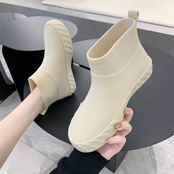 

shoes japan fashion woman rain boots women ankle rubber boot non-slip kitchen water shoe mark shopping shoes galoshes yjmg, Black