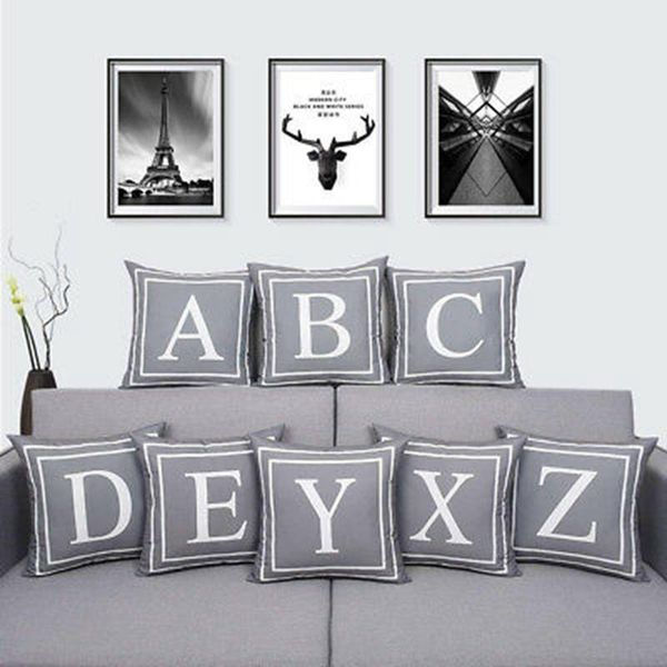 

pillow case faddish 26 letters english gift car throw gray cover home sofa waist cushion decor