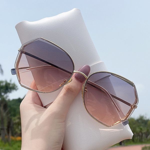 

polygonal trend metal frameless sunglasses, spectacles, cut edge sunglasses, women's sunglasses, White;black
