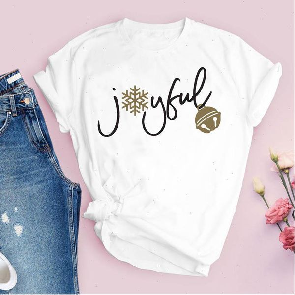 

tees for women t shirt print letter joy snowflake 90s merry christmas clothes lady clothing female graphic, White