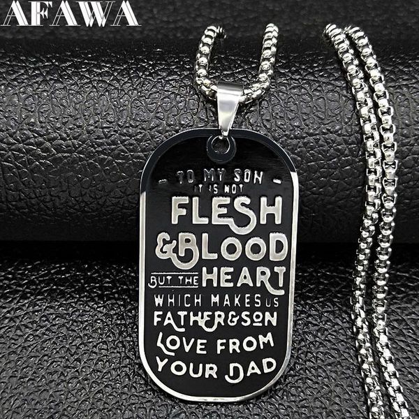 

pendant necklaces 2021 fashion to my son it is not flesh blood gut the heart stainless steel for women jewelry colgante hombre n19365, Silver