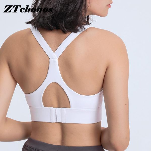 

ztchoaos 2021 adjustable rear-breasted sports underwear shockproof gather hollow beautiful back white bars gym clothing, White;black