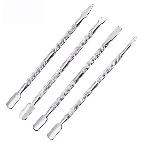 

nail art kits 1pc dual-ended cuticle pusher stainless steel uv gel polish remover manicure tool accessory