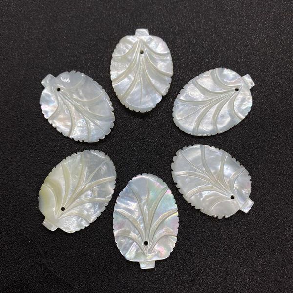 

charms white natural pearl pendant quality carved leaf necklace jewelry suitable for making accessories, Bronze;silver