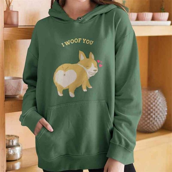 

diy women's oversized cartoon dog print hoodies couple loose plus size casual female sweatshirts korean hooded pullovers 210524, Black