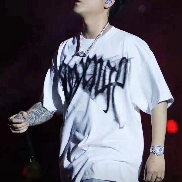 

revenge keel smoke skeleton men's and women's lovers' fashion loose brand high street hip hop reflective short sleeve t-shirt, White;black