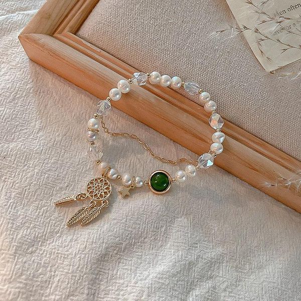 

link, chain crystal dream catcher bracelet turn beads forest fresh for girlfriend gift, Black