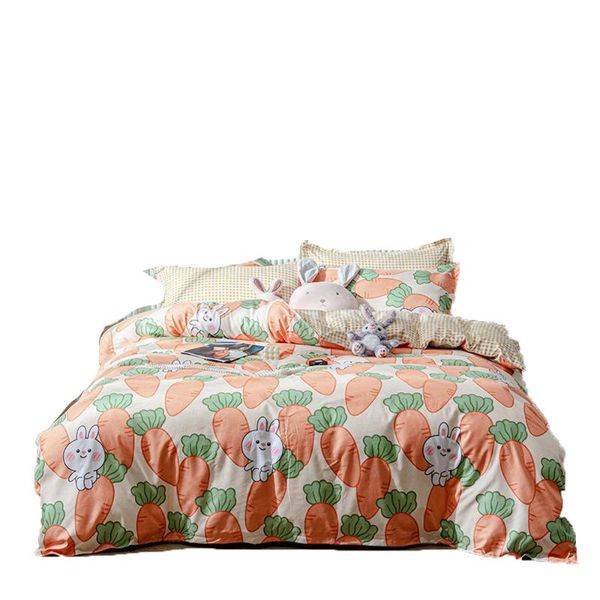 

bedding sets carrot printing set single full  king family size duvet cover + flat sheet pillowcase