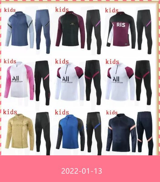 

2021 22 kids mbappe soccer training suit 20/21 enfant maillot de foot football inter jacket jogging child spurs tracksuit, Black