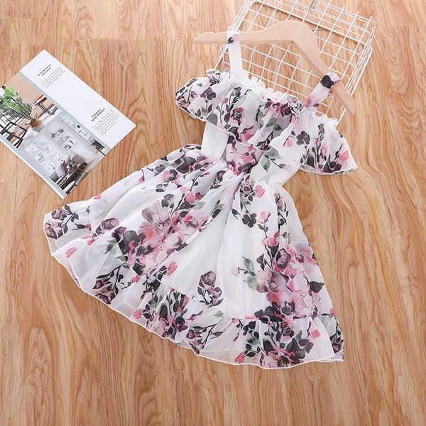 

girl's dresses princess fress for girls toddler clothes baby kids summer dress ruffle sleeveless floral print slip, Red;yellow