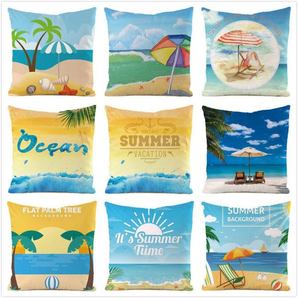 

cushion/decorative pillow 45cm*45cm cartoon coconut trees imitated silk fabric throw covers couch cushion cover home decorative pillows
