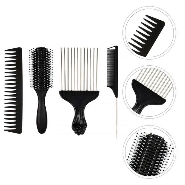 

hair brushes 4pcs hairstyling combs professional wide and fine teeth salon supply, Silver