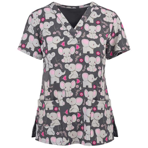 

women's blouses & shirts animal printing working scrubs pet grooming uniforms cartoon beauty salon work clothing uniform, White