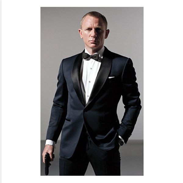 

men's suits & blazers classic style dark blue tuxedos inspired by worn in wedding suit for groom jacket pants bow black, White;black