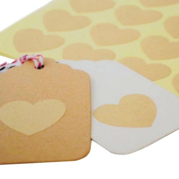 

120pcs handmade products blank kraft heart sticker for diy gift point party favor bag candy box decor wrap