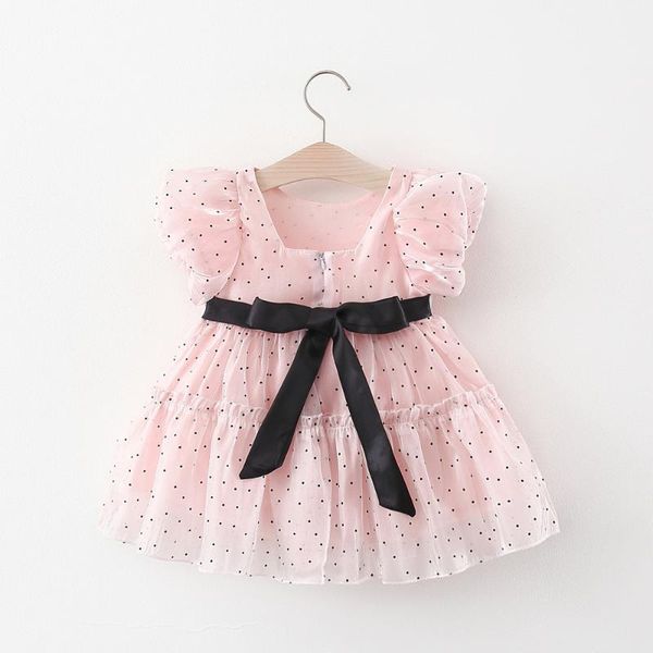 

girl's dresses summer 2021 girls polka dot printed dress, Red;yellow