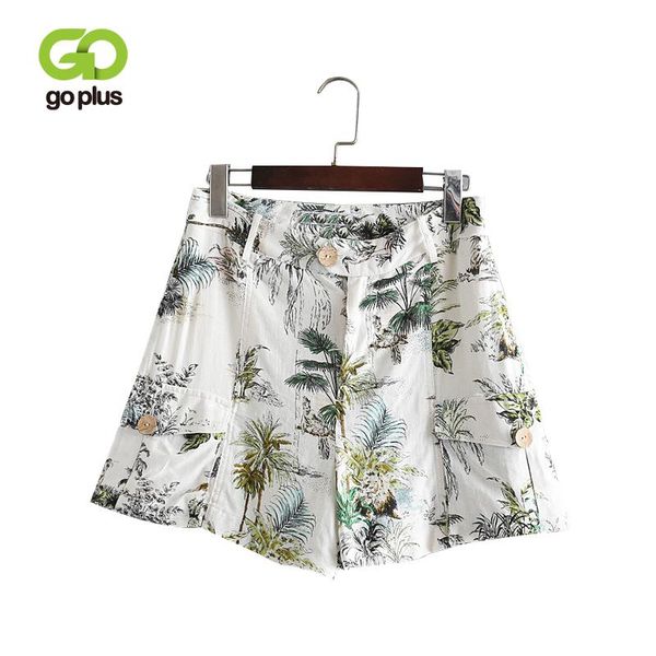

women's shorts goplus boho summer womens vintage print high waist loose tropical beach vacation short women casual wide leg c7856, White;black