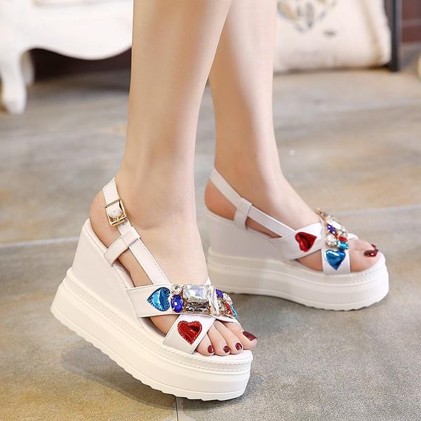 

women sandles summer shoes wedges platform flats crystal casual high heel open-toe comfort sandals, Black
