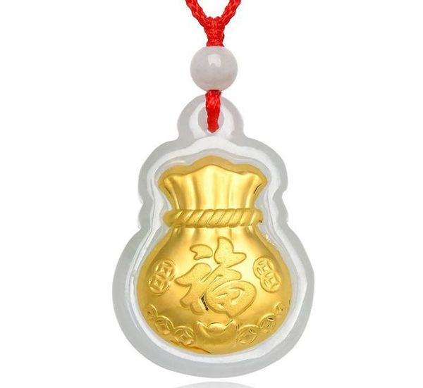 

lockets 3d gold inlay and tian yufu bag pendant h17#, Silver