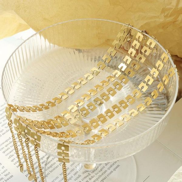 

link, chain 316l stainless steel jewelry for women gold color bracelet on hand hip hop geometry square 15+5cm chains teen girls accessories, Black